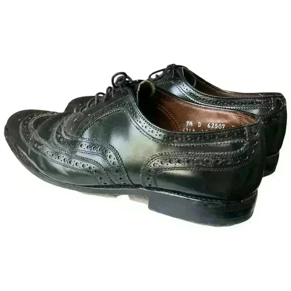 Allen Edmonds McAllister Men 9.5 Black Brogue Wingtip Oxford Dress Shoes - Picture 3 of 9